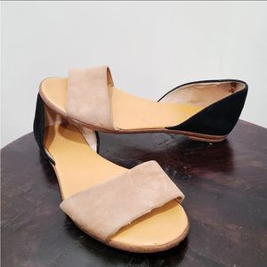 J.crew 2 tone black tan flat sandals